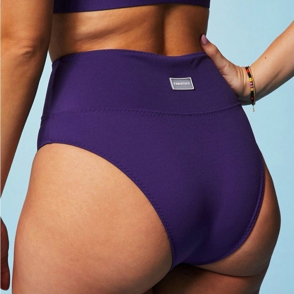 Fabletics High-Waisted Crossover Shaping Swim Bottom Sz XL Purple - Picture 6 of 7